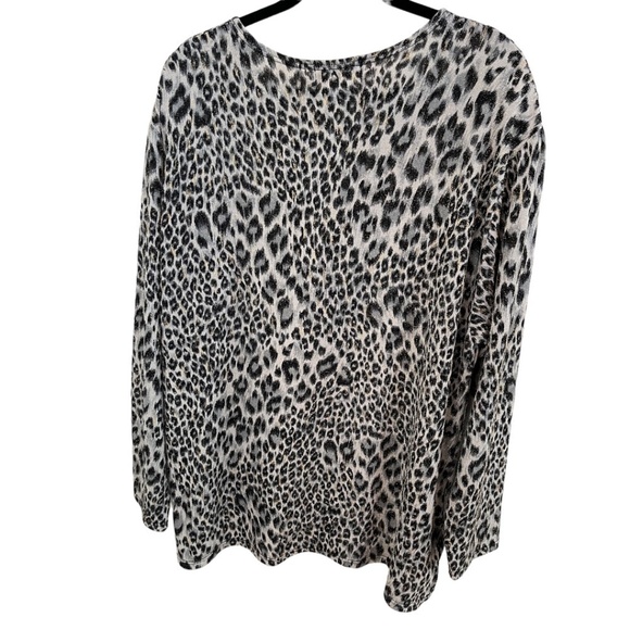 LS Collections by Suau Plus Size Long Sleeve Sparkle Animal Print Top Size 2X - Picture 4 of 4